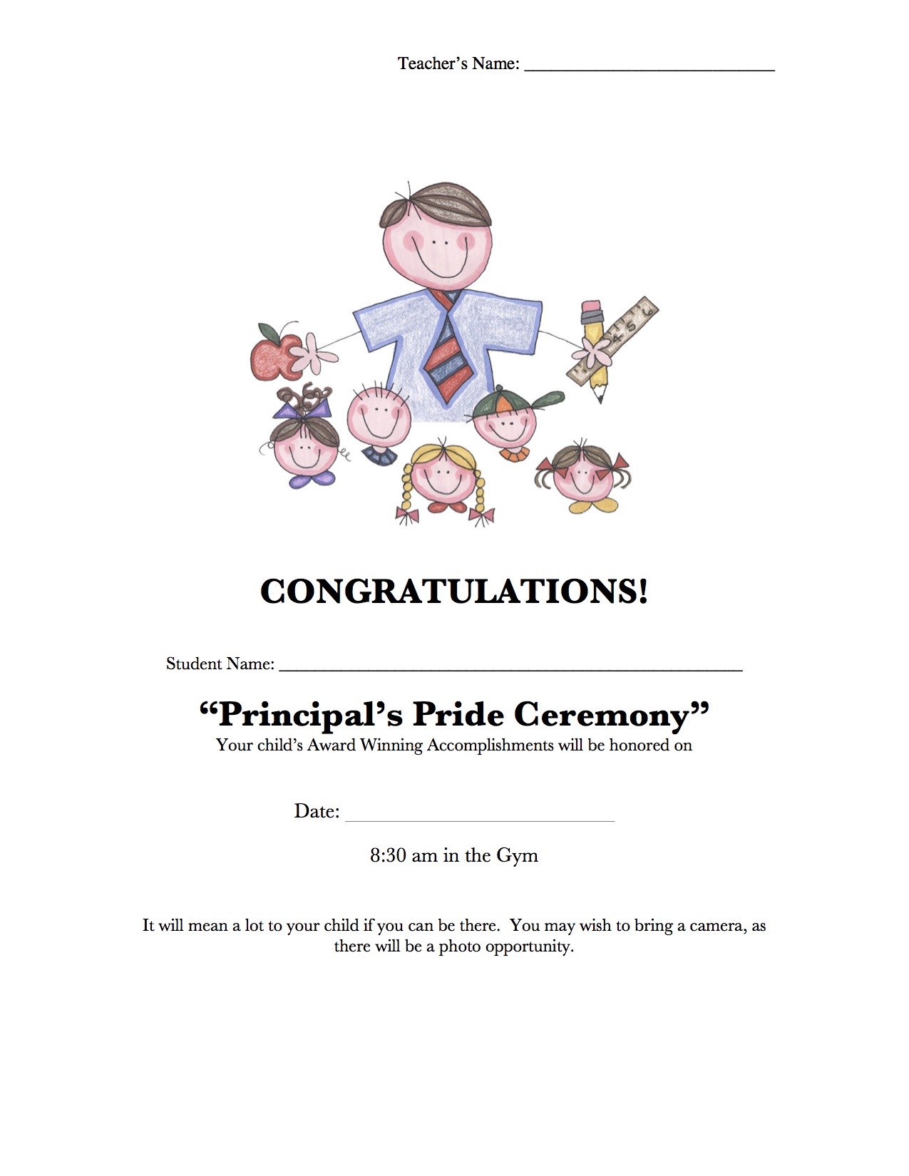 Principal's Pride Invitation